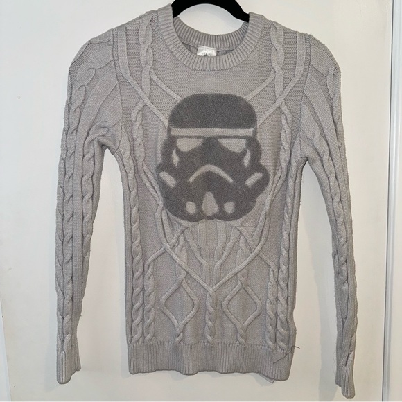 Star Wars Stormtrooper Long Sleeve Sweater Cable Knit Face - Picture 2 of 6